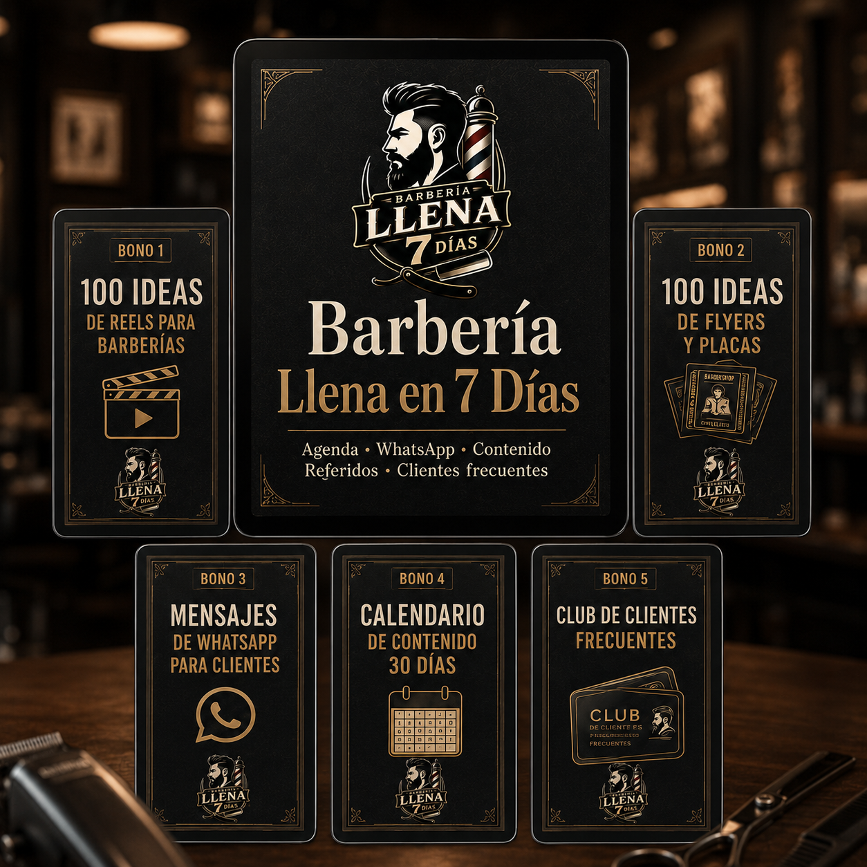 Barbería Llena en 7 Días — agenda, WhatsApp, contenido, referidos y clientes frecuentes